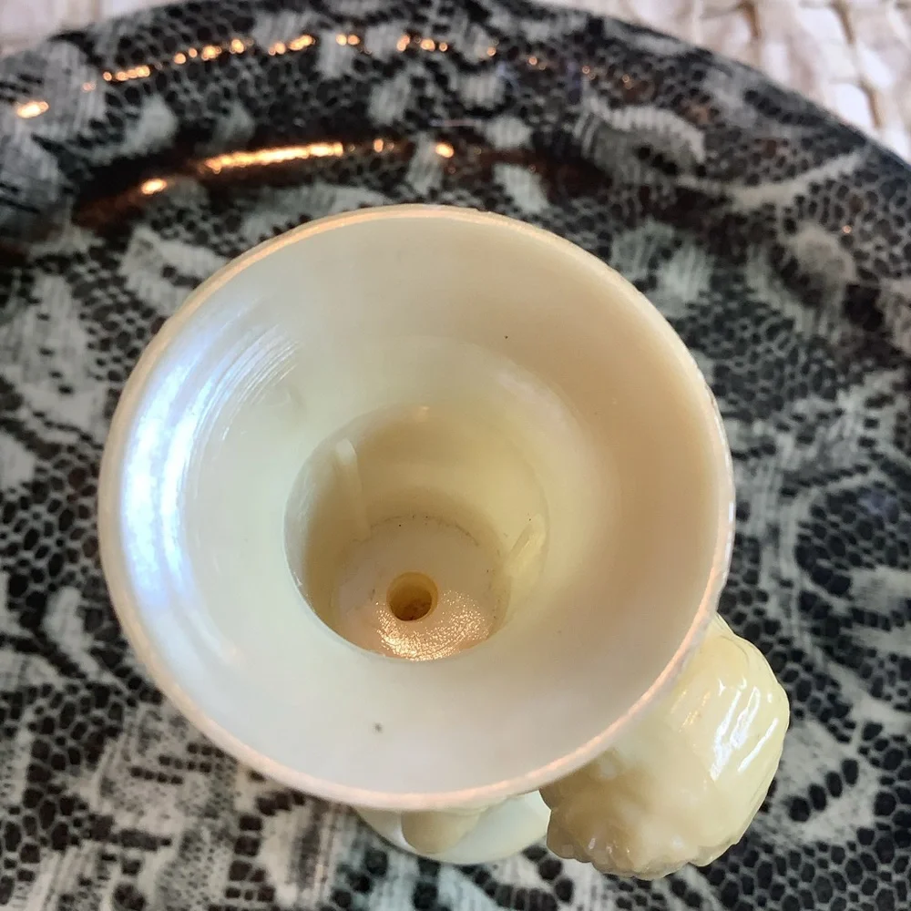 Vintage Plastic Cherub Statue Candlestick Candle Holder + Battery Candle RIBBON